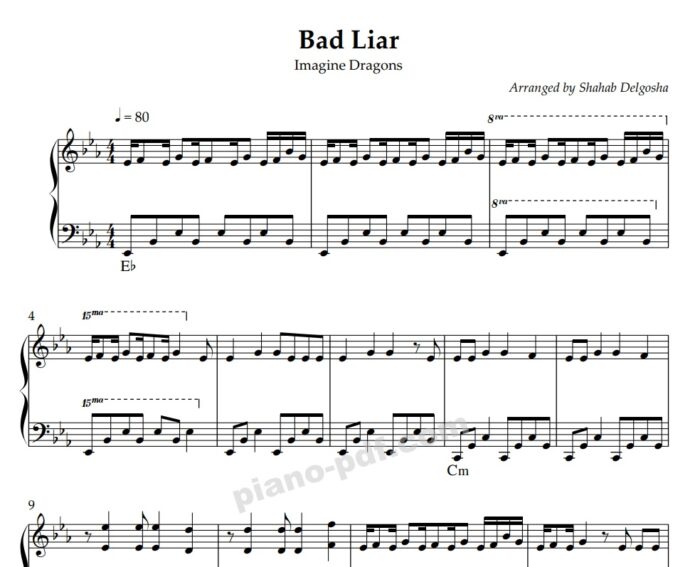 bad liar imagine dragon piano sheet