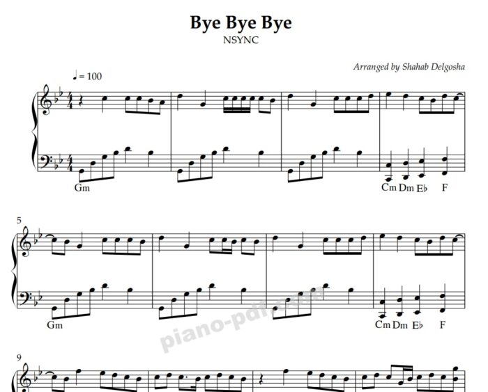 bye bye bye Piano Sheet