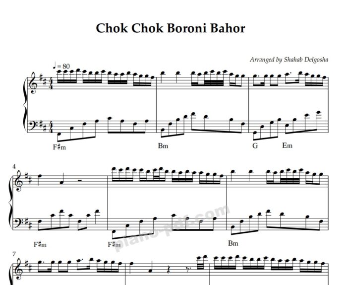 Chok Chok Boroni Bahor piano sheet