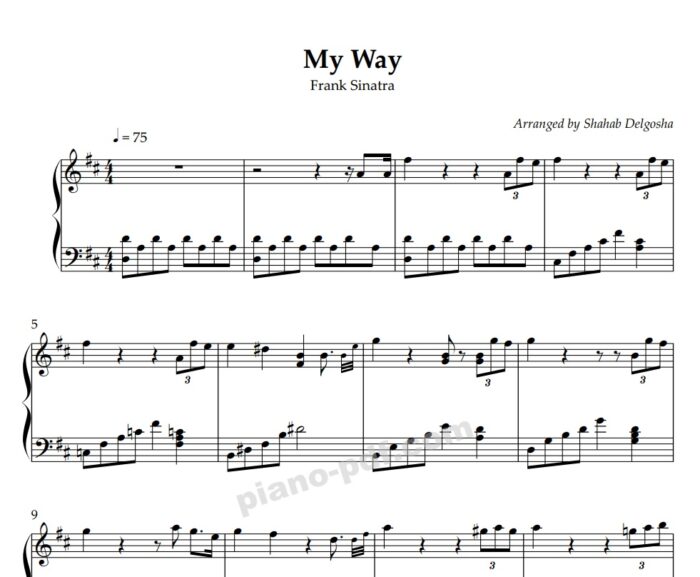 my way frank sinatra piano sheet