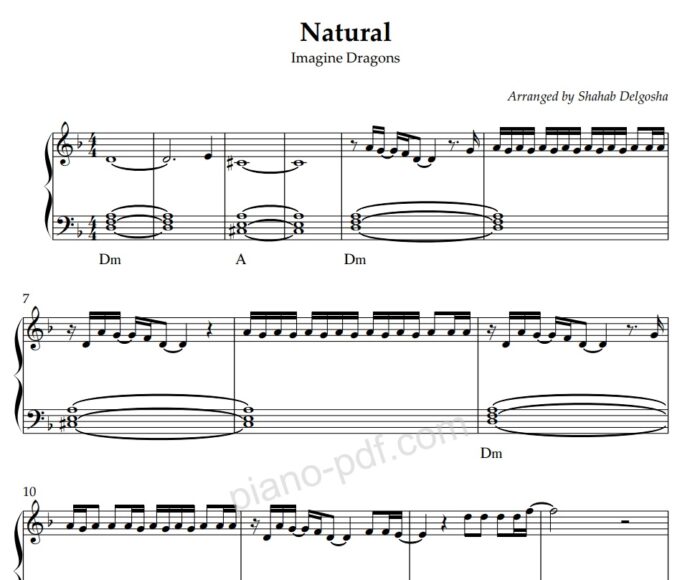 natural imagine dragons piano sheet