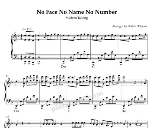 no face no time no number piano sheet