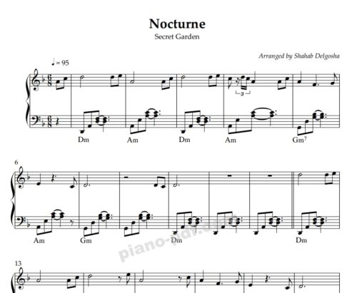 nocturne secret garden piano sheet