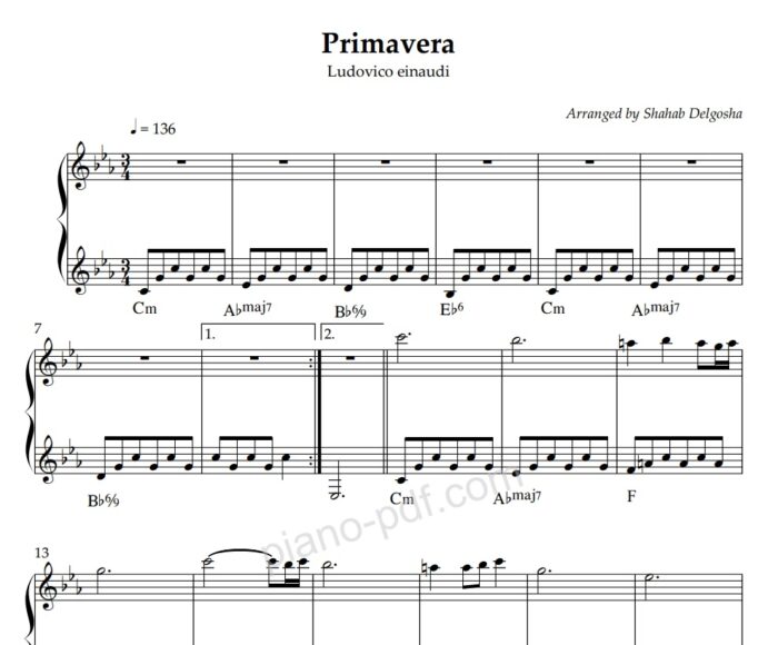 primavera piano sheet