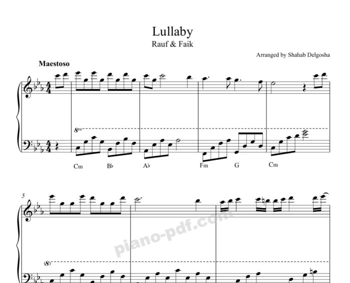 lullaby - rauf & faik piano sheet