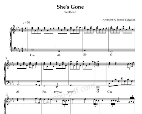 she's gone piano sheet