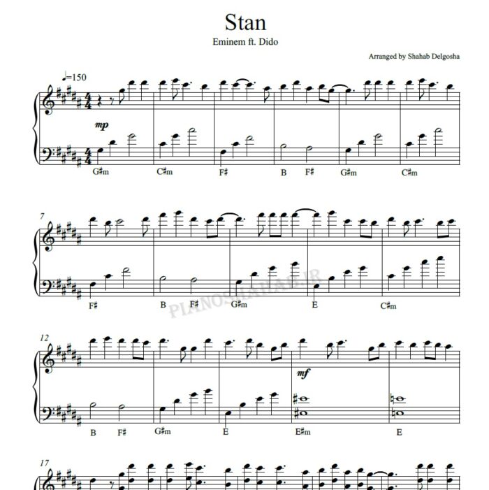 Stan Eminem Piano Sheet