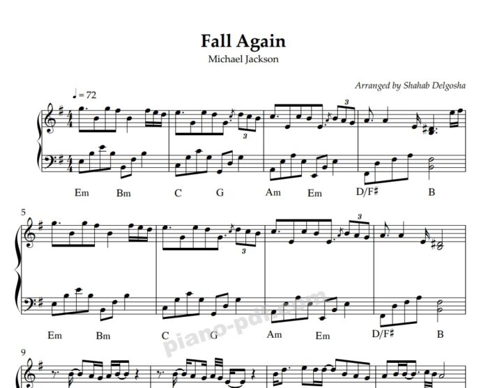 fall again michael jackson piano sheet