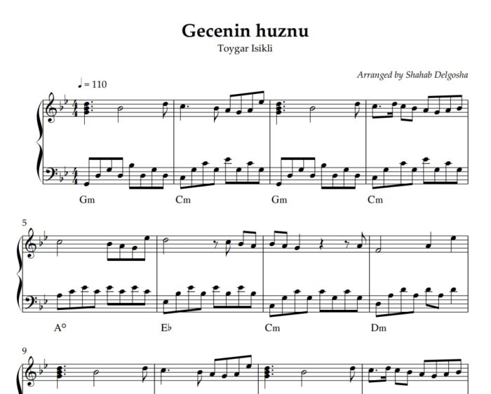 gecenin huznu piano sheet