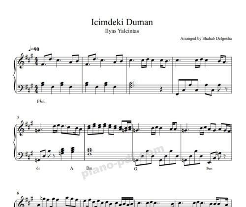 icimdeki duman piano sheet