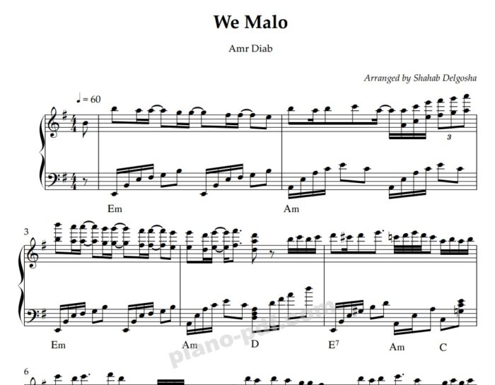 we malo piano sheet