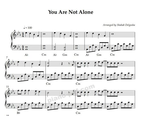 you are not alone michael jackson piano sheet