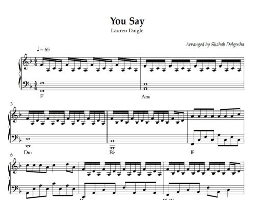 you say lauren daigle piano sheet