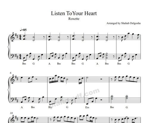 listen to your heart piano sheet