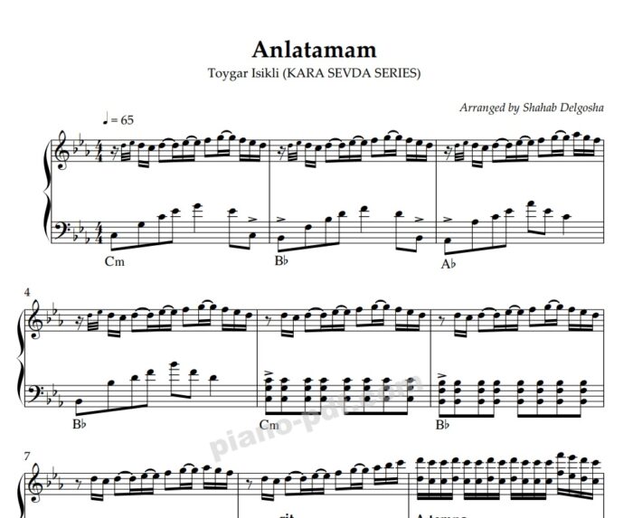 Anlatamam Piano Sheet