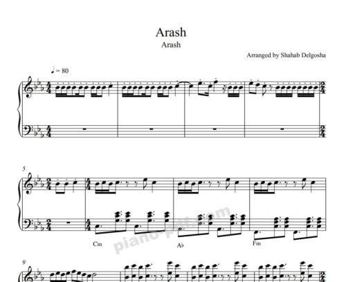 Arash Arash Piano Sheet