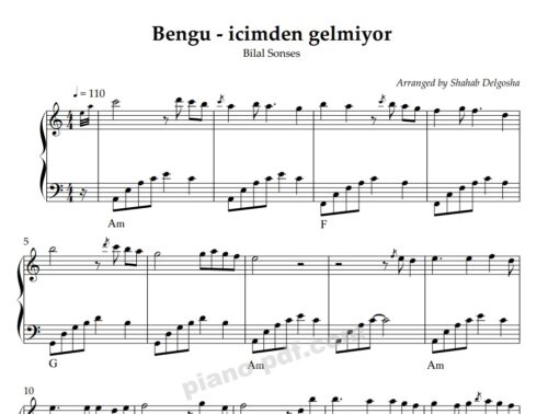 Icimden Gelmiyor Piano Sheet