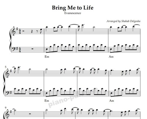 Bring Me To Life Piano Sheet