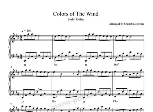 colors of the wind Piano Sheet