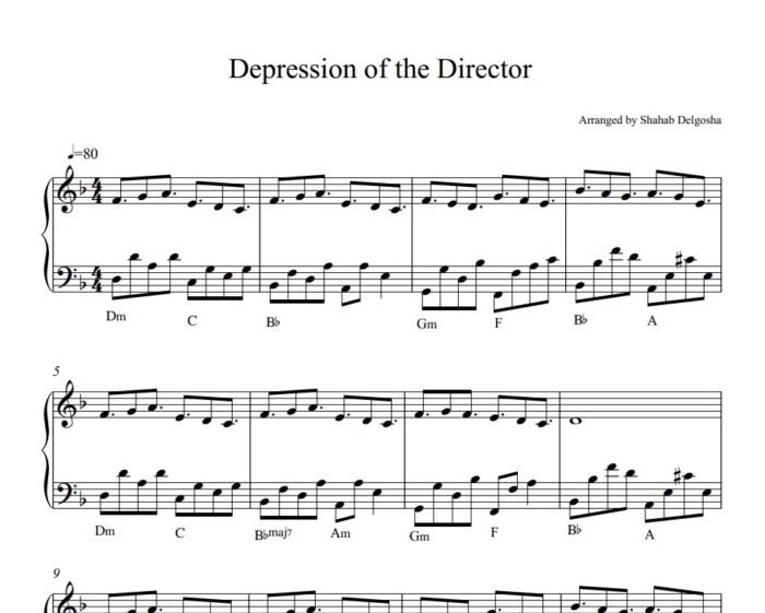 Depression of the director piano sheet