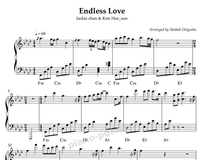 endless love jackie chan piano sheet