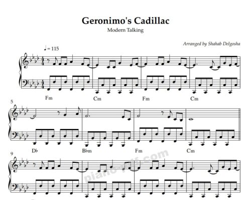 Geronimos Cadillac Piano Sheet