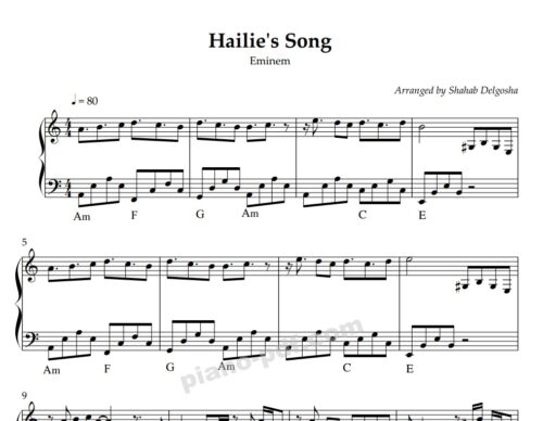 hailie's song piano sheet