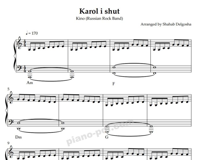 Karol I Shut Piano Sheet