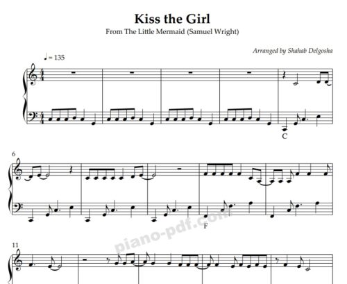 kiss the girl piano sheet