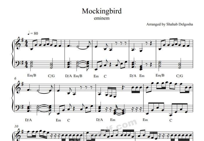 mockingbird piano sheet