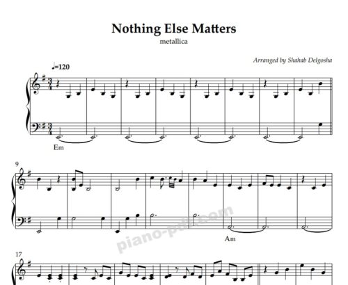 nothing else matters piano sheet