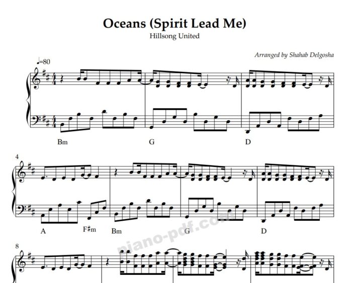 Oceans Spirit Lead Me Piano Sheet