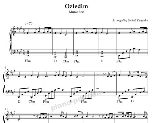 Ozledim Piano Sheet