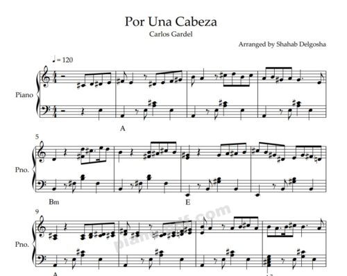 por una cabeza piano sheet