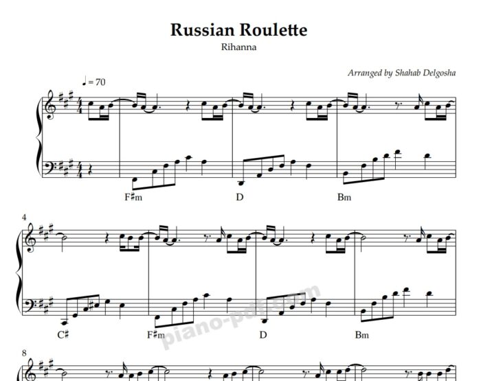 russian roulette piano sheet