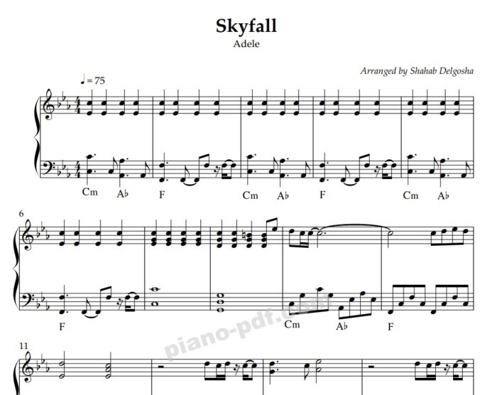 skyfall piano sheet