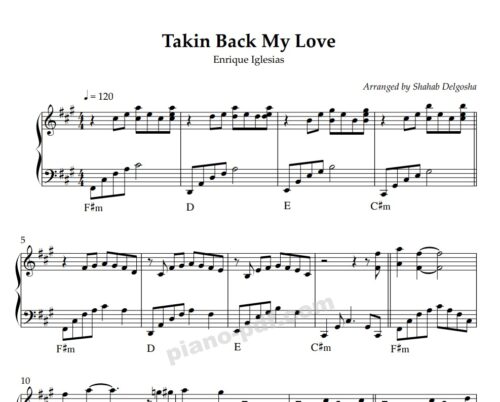 Takin Back My Love Piano Sheet