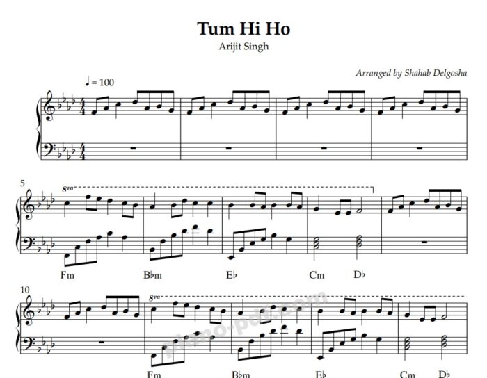 tum hi ho piano sheet