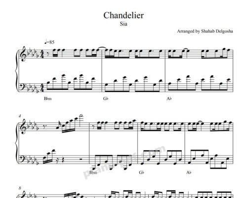 chandelier piano sheet