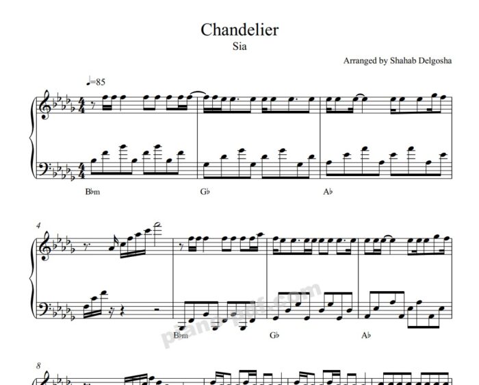 chandelier piano sheet