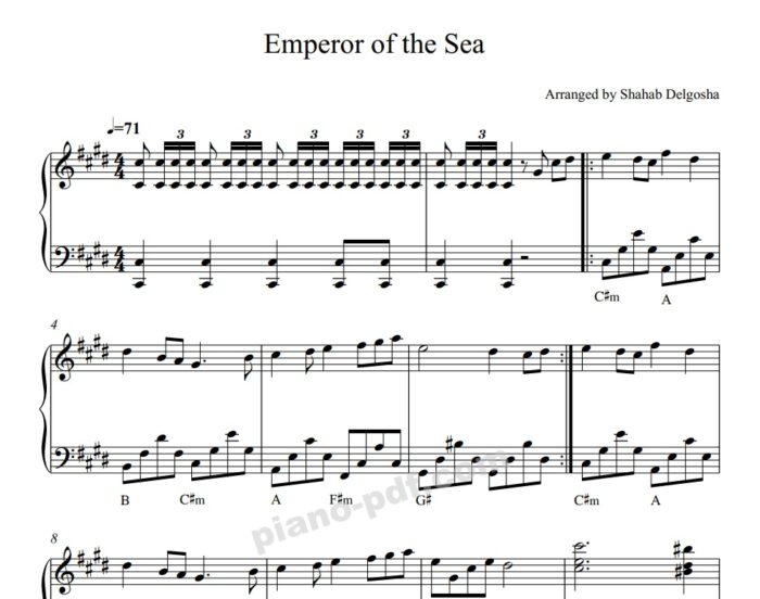 Emperor of the Sea Piano Sheet