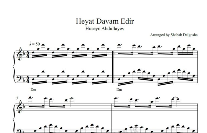 heyat davam edir piano sheet