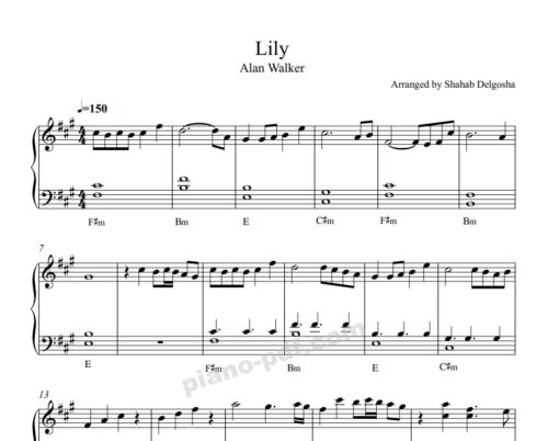 lily alan walker piano sheet