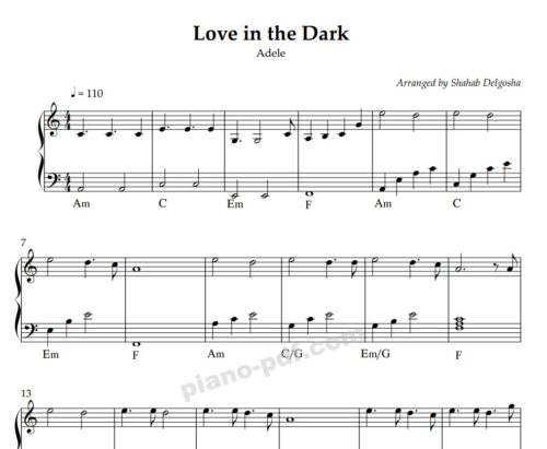 Love in the Dark Piano Sheet