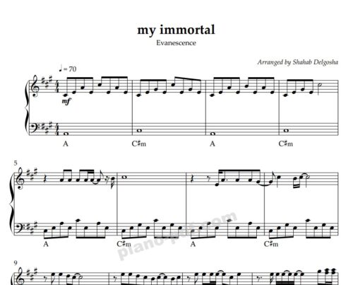 my immortal piano sheet