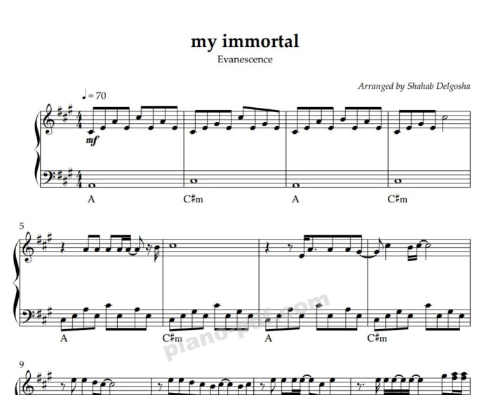 my immortal piano sheet