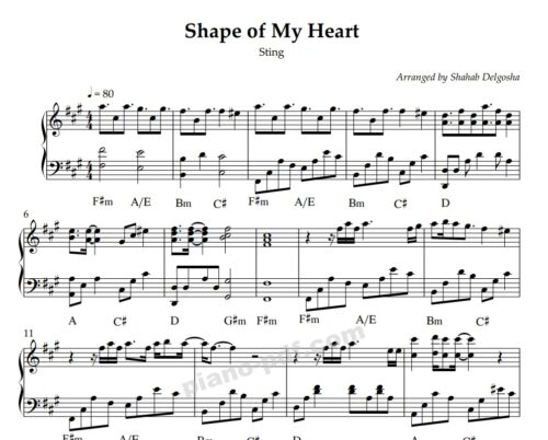 shape of my heart piano sheet