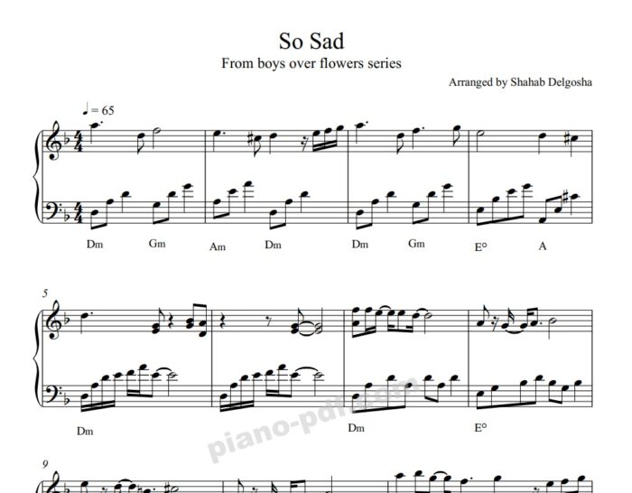 so sad piano sheet