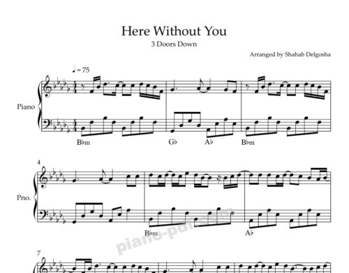 here without you piano sheet