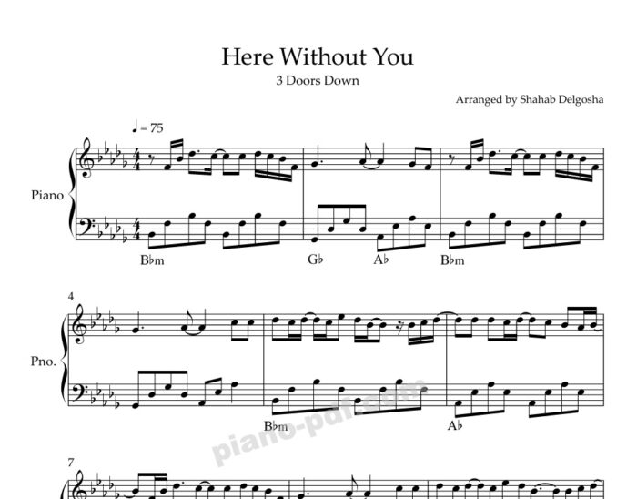 here without you piano sheet